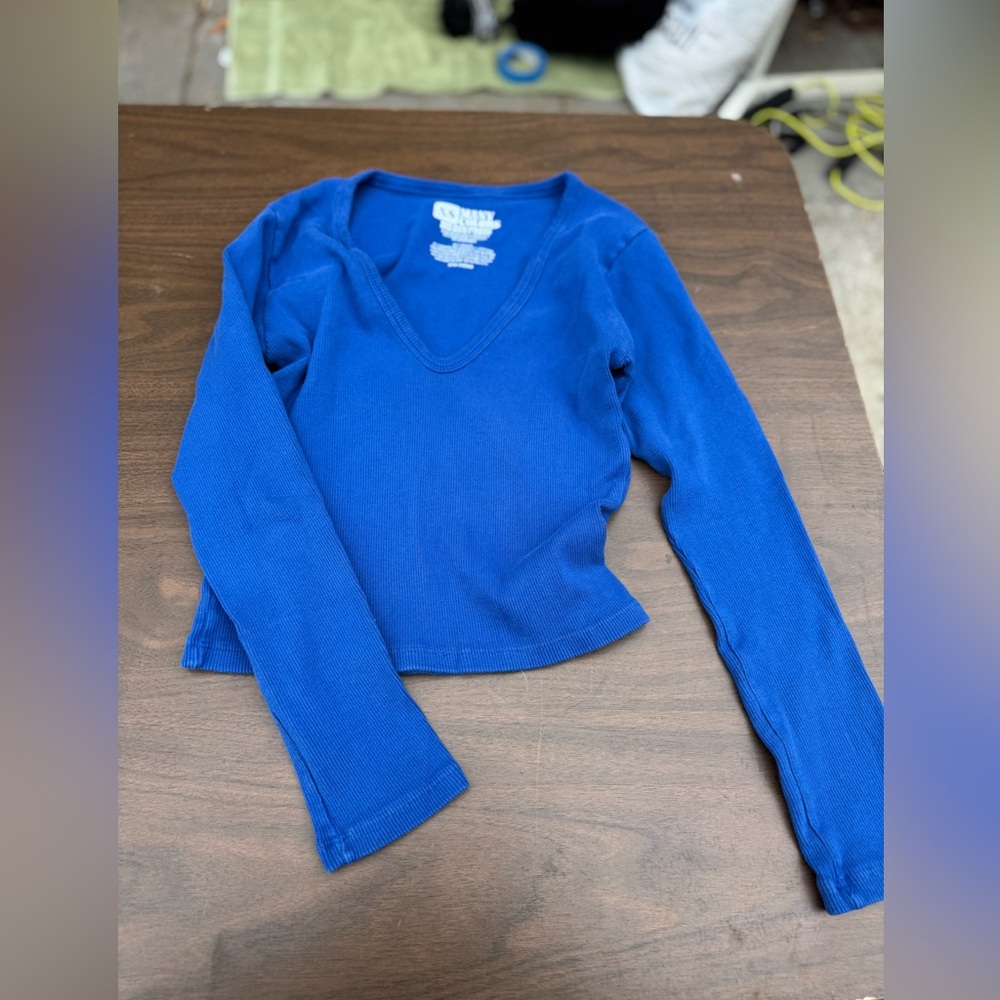 Big Bud Press v-neck long sleeve royal blue size xs
